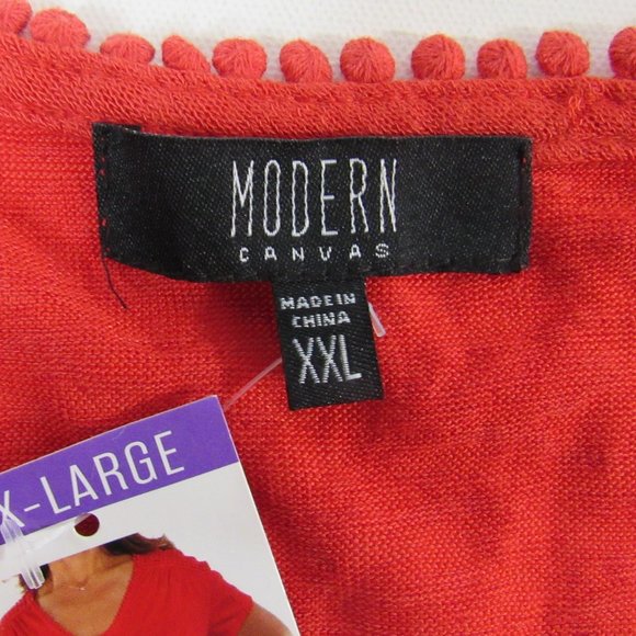 Modern Canvas Women's Tunic Short Sleeve Crochet Detail Top w/ Side Slits - Picture 4 of 7